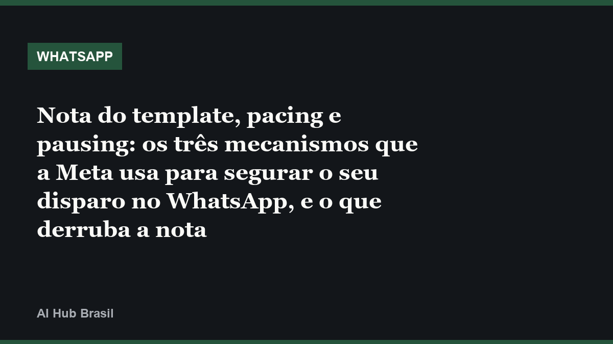 Nota do template, pacing e pausing: os três mecanismos que a Meta usa para segurar o seu disparo no WhatsApp, e o que derruba a nota